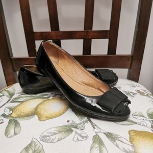 Salvatore Ferregamo black patent leather flats